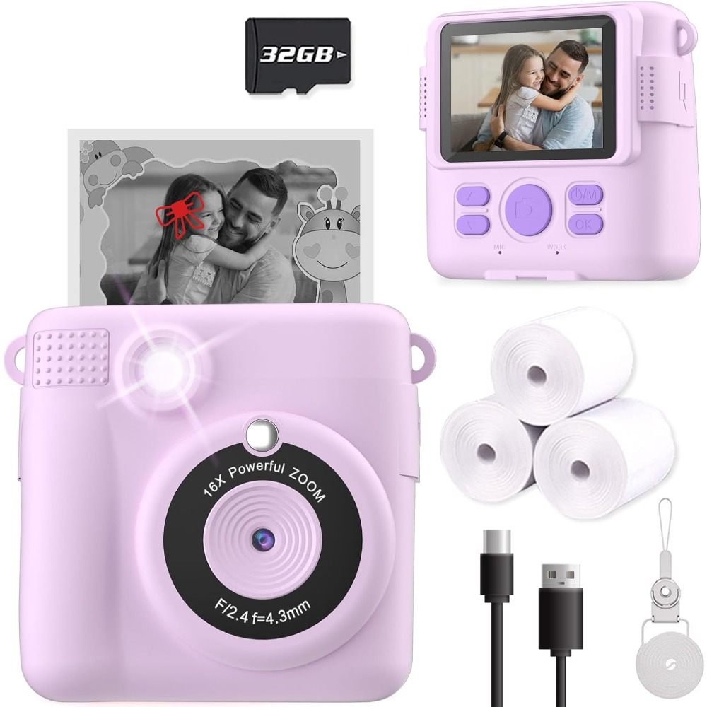 Kids Toys 3 Year Old - Kamera Cetak Instan untuk Anak-anak, Kamera
