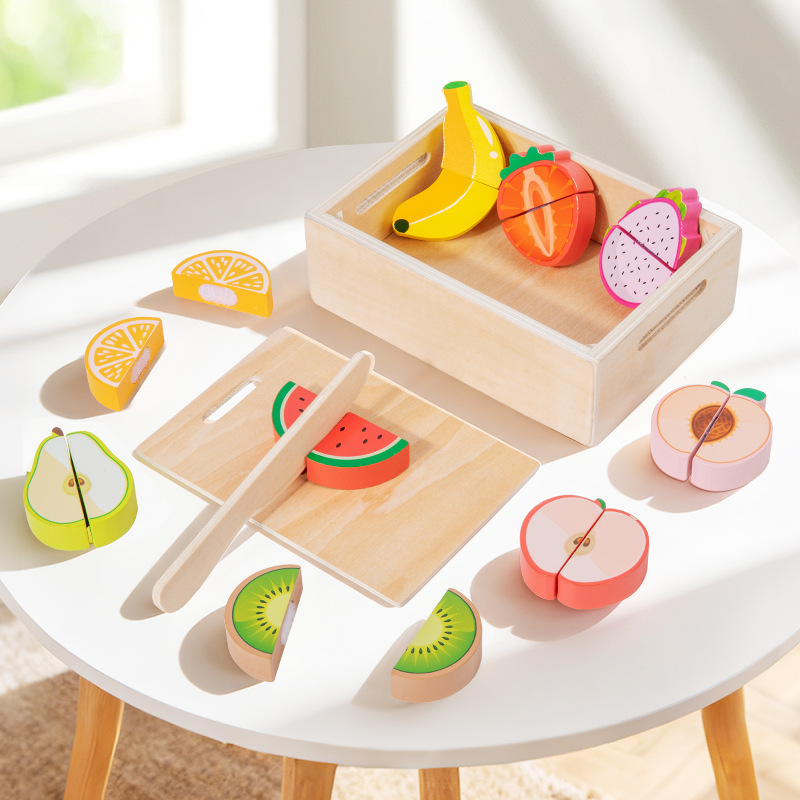 Kids Toys Kitchen Set - Set Makanan Simulasi Kayu untuk Permainan